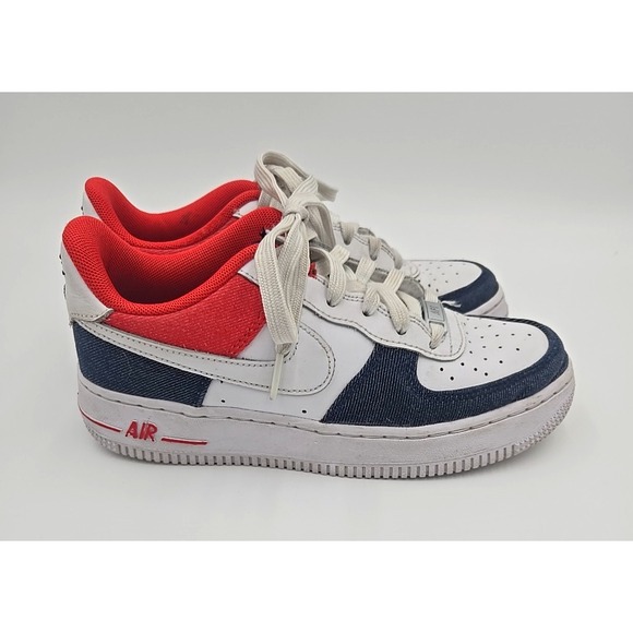 NIKE AIR FORCE 1 LOW LV8 GS DENIM BOY'S WALKING SHOES SIZE 4Y DJ5180 Womens 5.5 - Picture 5 of 11